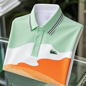 Men's Classic Business Tricolor Irregular Logo Button Short Sleeve